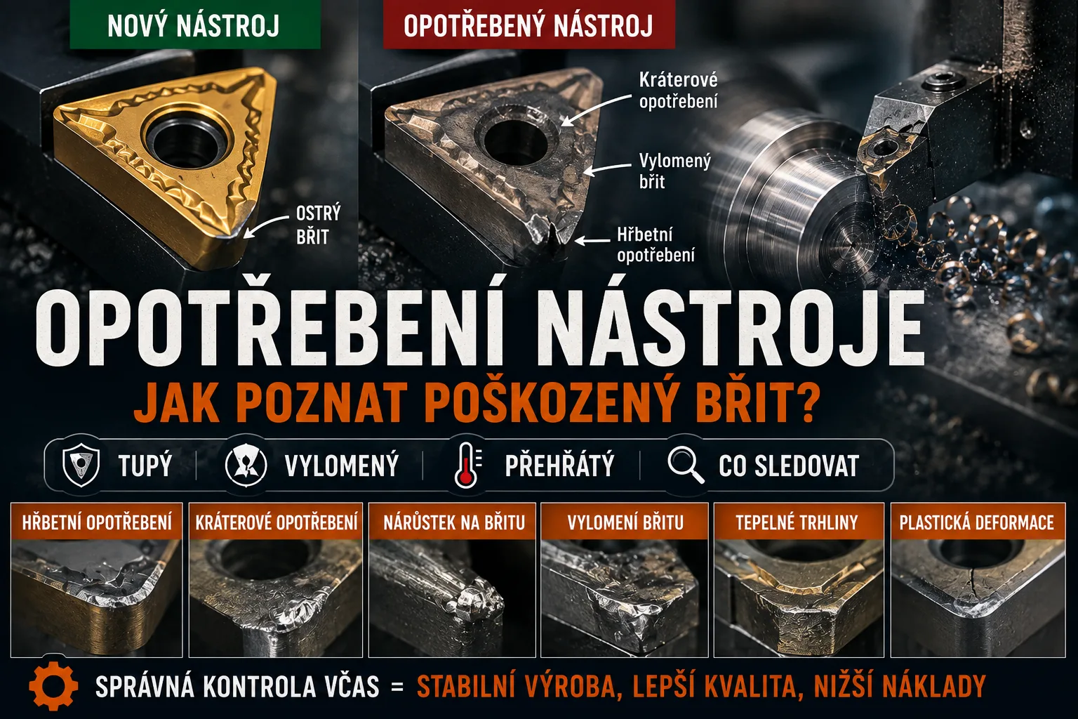 Jak poznat opotřebený plátek obráběcího nástroje